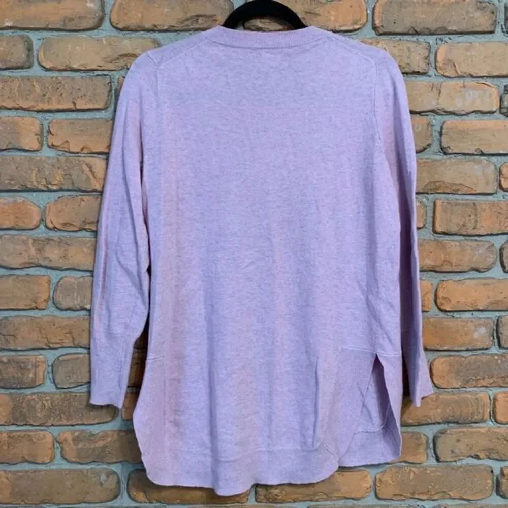 J.Crew Womens XS Sweater Lavender Pink Cotton Wool Blend Crewneck Tunic Side‎